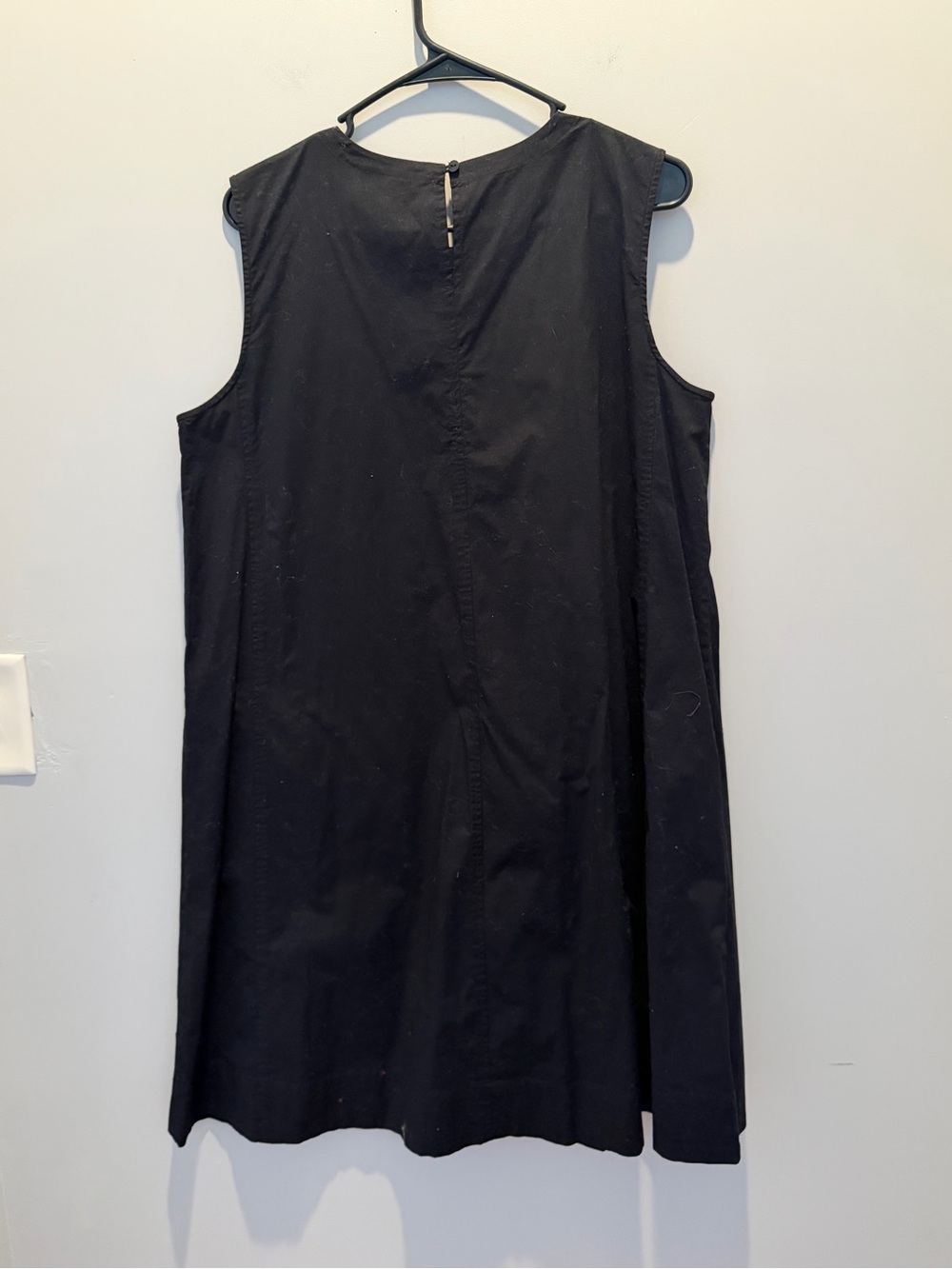 Eileen Fisher Black Organic Cotton Round Neck Sleeveless Midi Shift Dress - Picture 7 of 8